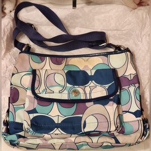 COACH Kyre Daisy Optic Scarf Nylon Signature Crossbody Bag